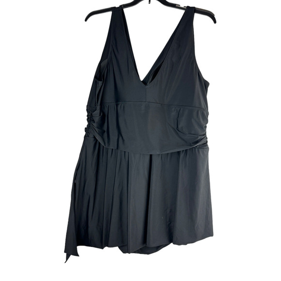 Torrid Wireless Short Asymmetrical Swim Dress with Brief Black Plus Size 4X 4 - Picture 4 of 11